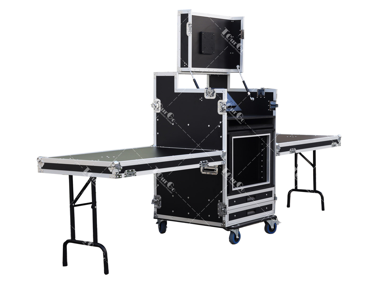 Custom Size Video Production Fight Case With Double Monitor Bracket
