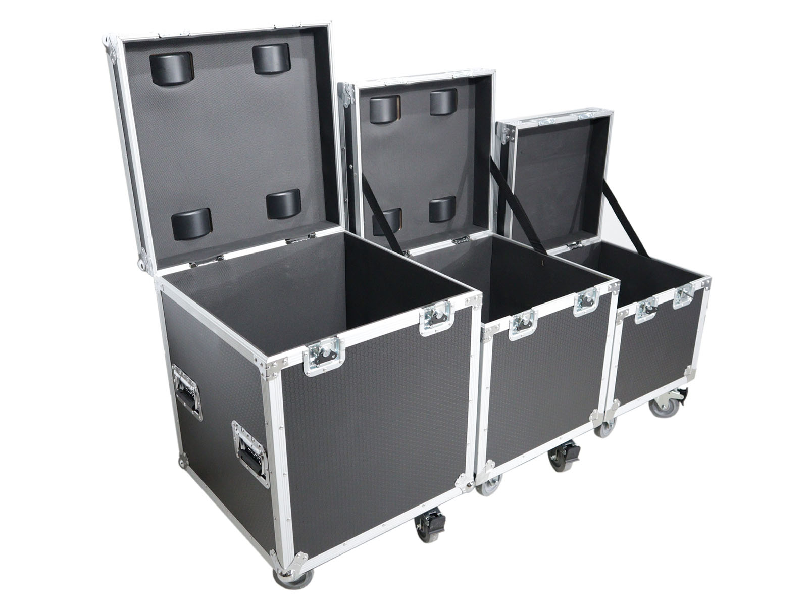 Package of 3 Utility ATA Flight Travel Storage Road Case – Includes 1-Large 1-Medium 1-Small Size with 4″ Casters