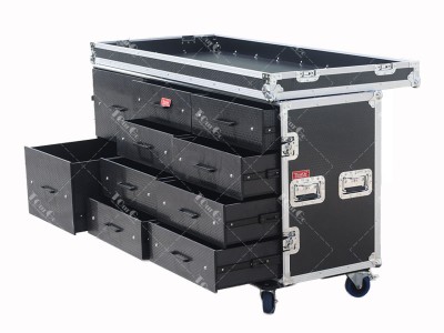 Custom Portable Style 10 Drawers Trunk Tool Flight Case With Siding Table