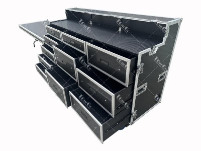Portable Mobile 11 Drawers Trunk Tool Flight Case With Siding Table and Socket