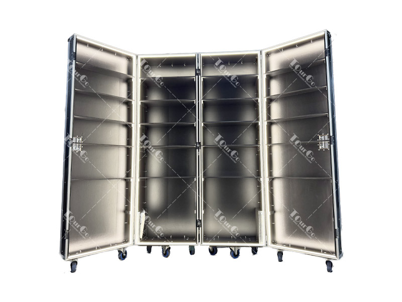 Custom Retail Display Cabinet Flight Case With LED Light for Art exhibition