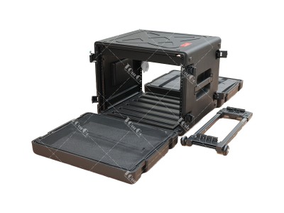 PE 8U Wheeled Trolley Rack Mount Hard Case
