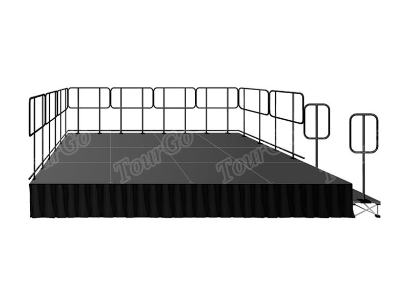 12′x16′ Deluxe Stage System with Guardrails, Steps & Skirts