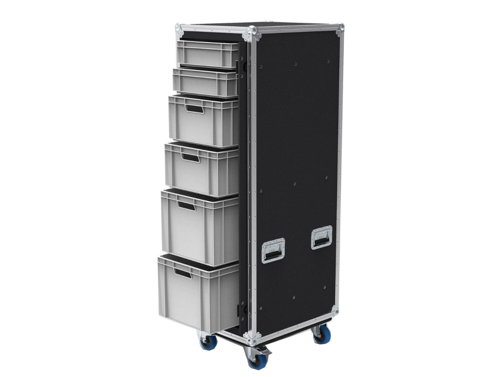 6 Drawer Slide and Slam Euro Container Flight Case