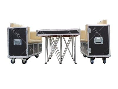 Portable furniture two chair and one table comfortable sofa flight case