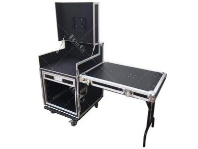 8U Shockproof Rack Flight Case With Working SideTable And 2U Drawer