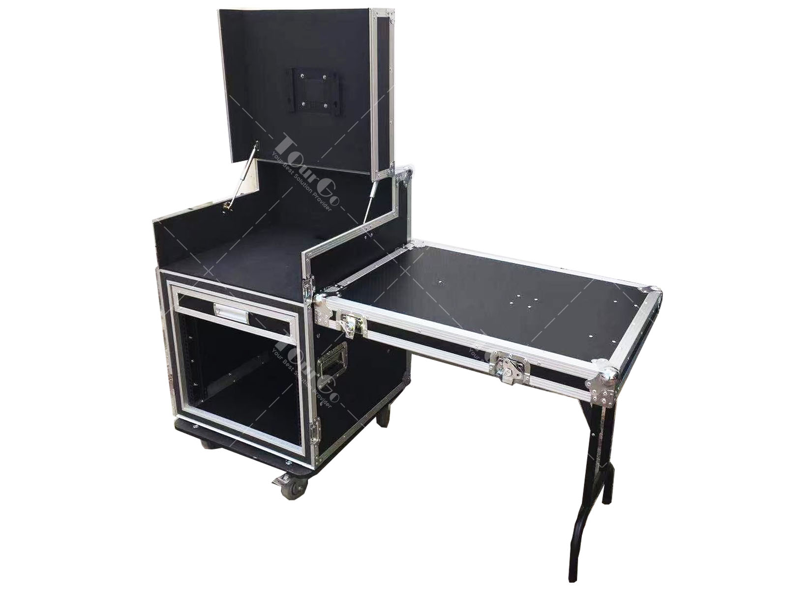 8U Shockproof Rack Flight Case With Working SideTable And 2U Drawer