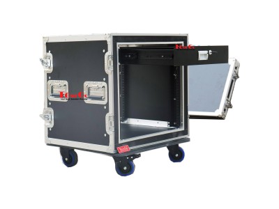 Sound Town Shock Mount 10U ATA Rack Case with 2U Drawer and wheels