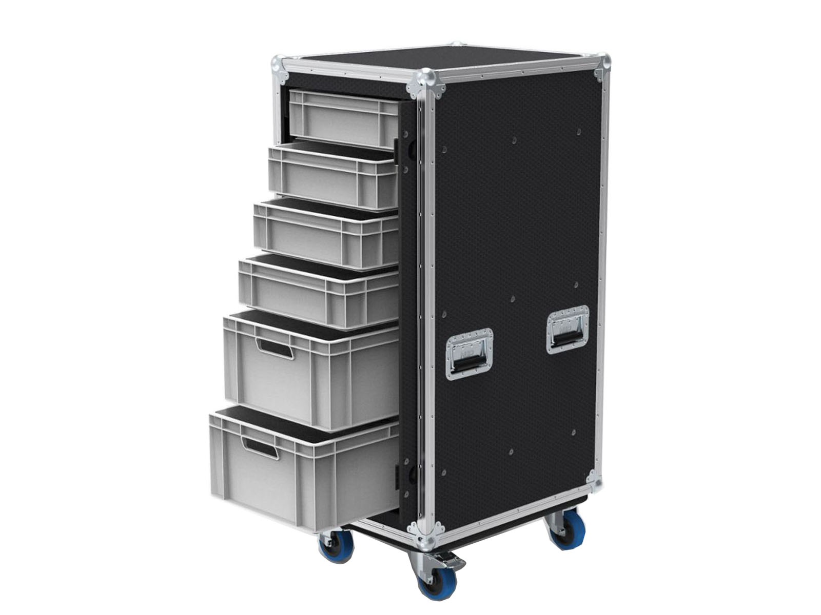 6 Drawer Slide and Slam Euro Container Flight Case