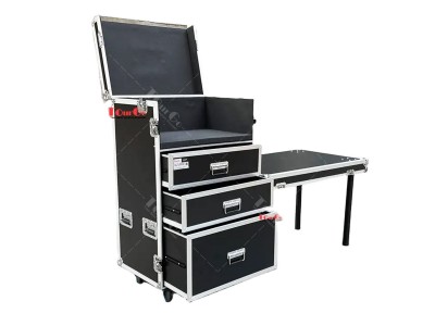 Custom 3 Drawer Black Flight Case for Printer, Router and Nespresso Machine Storage