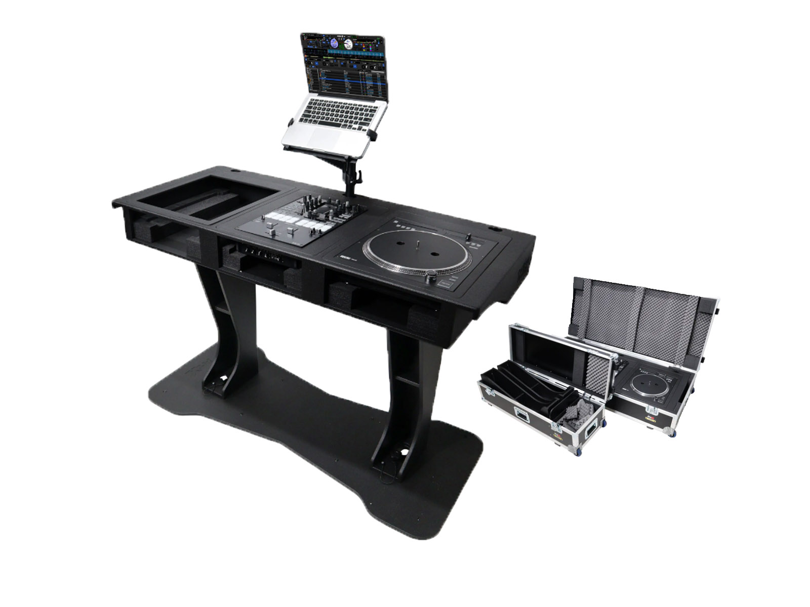 XZF-DJTCDMBLCASE Control Tower DJ Podium w/Road Cases To Fit Mixer/Denon X1850/Rane RANE72/Pioneer DJM-S7 / DJM-S11