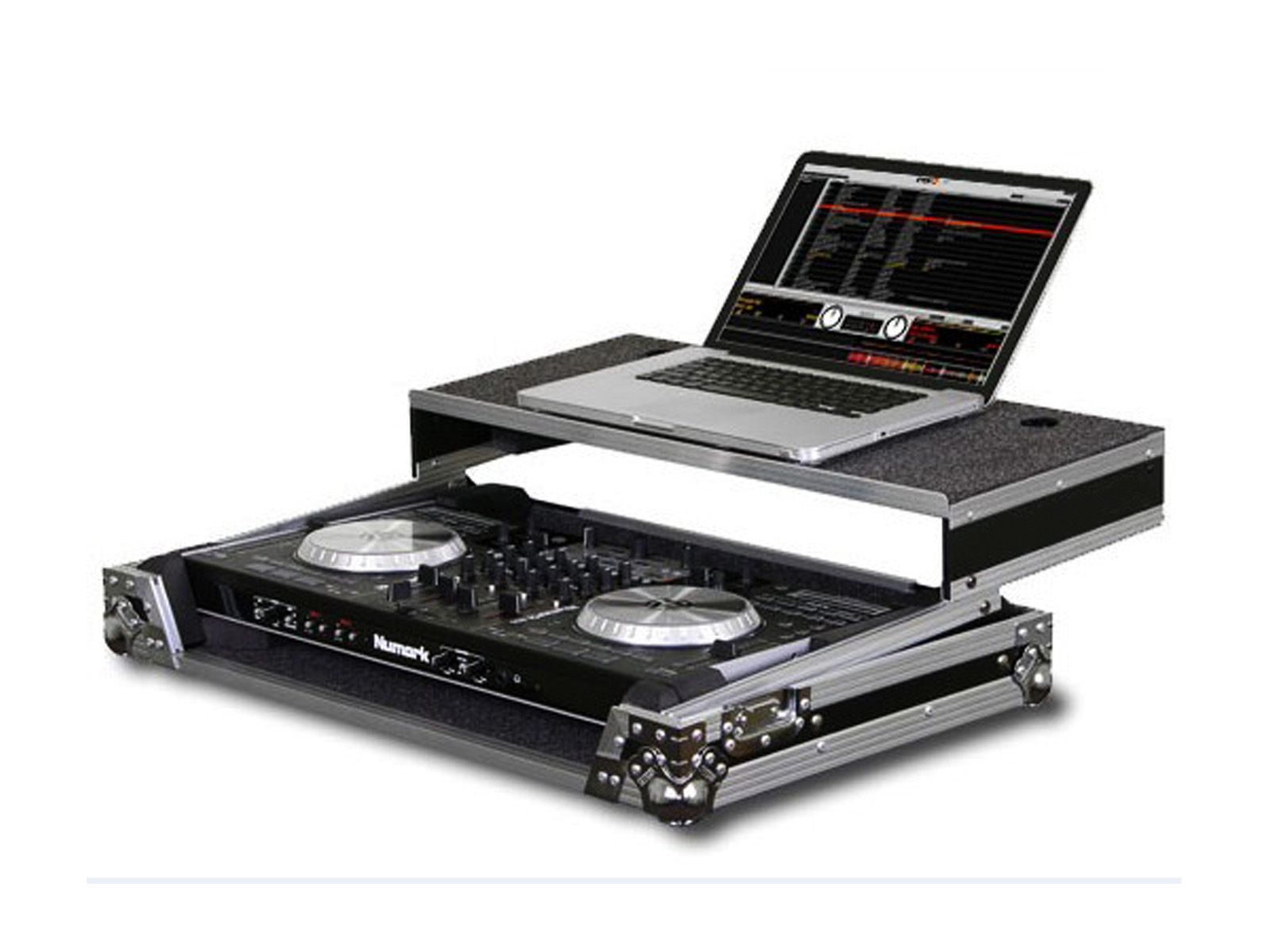 DJ CASE FOR NUMARK NS7iii WITH LAPTOP STAND AND INNER WHEELS