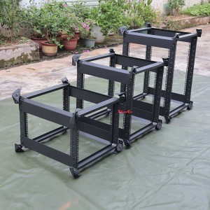 TourGo 16U 19-inch 4-Post Open Frame Server Rack, Floor-Standing With Swivel Casters For Computer Room Network Equipment