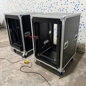 TourGo Custom Heavy Duty Road 16U Rack Flight Cases for Amplifier & Audio System with LED Lights