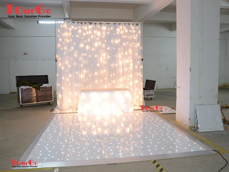 16ft x 16ft White LED Starlit Dance Floor With Backdrop For Wedding Stage Decoration