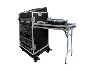 11U SLANT RACK, 16U VERTICAL RACK, WITH CASTERS AND TABLE