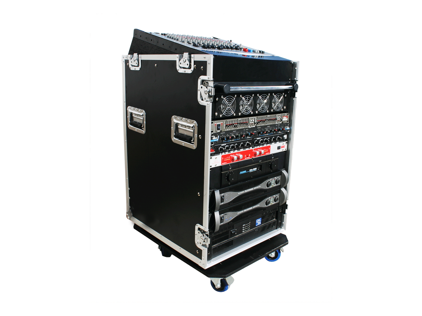 12U SLANT RACK, 16U VERTICAL RACK, WITH CASTERS