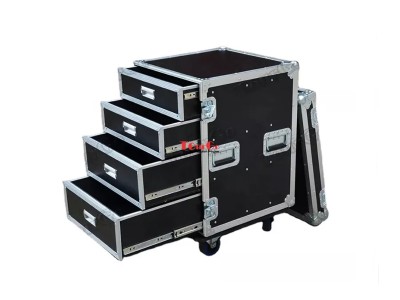 14U RACK WITH 4 DRAWERS 2X4U AND 2X3U HIGH WITH CASTER BOARD