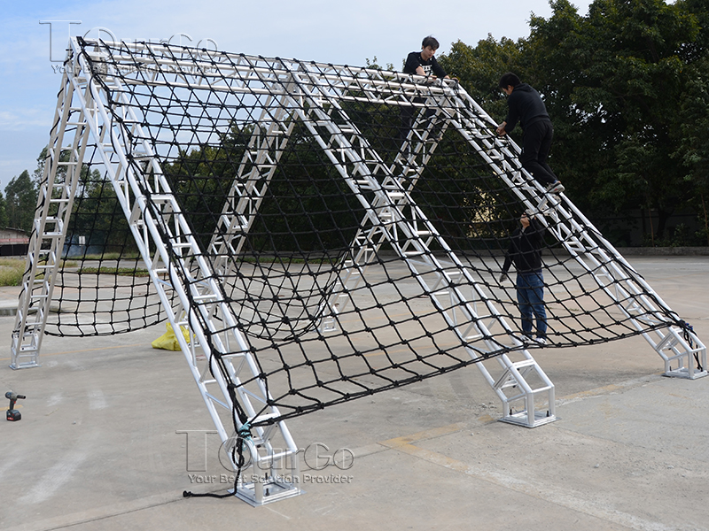 TourGo Outdoor Obstacle Course A Frame Climbing Cargo Net for Spartan Race