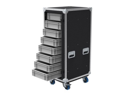 8 Drawer Slide and Slam Euro Container Flight Case