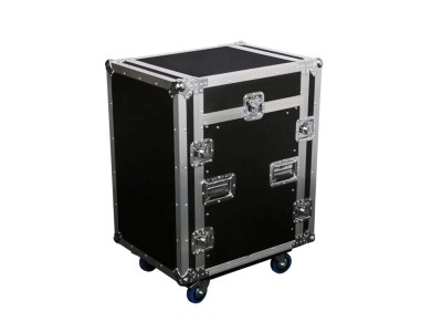 11U Top Slanted 16U Bottom Vertical Space Saver Combo Rack with Wheels