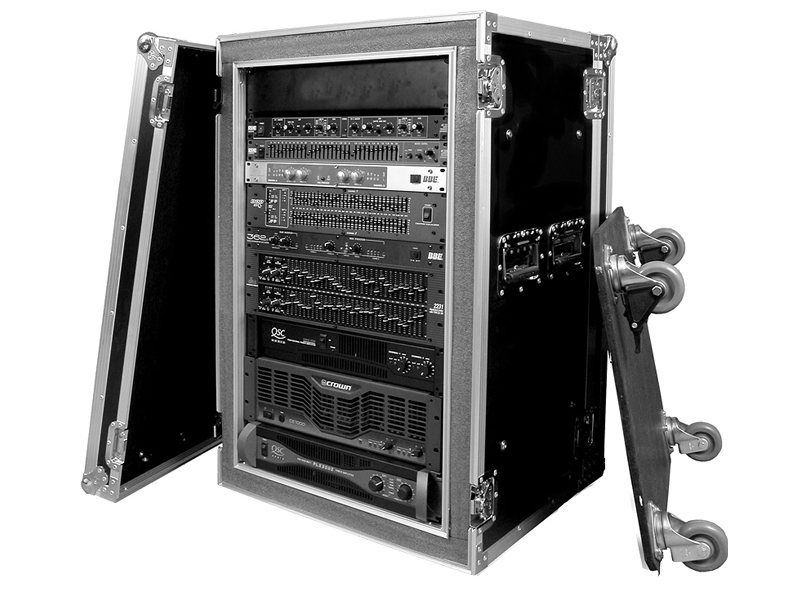 18U ATA Rack Amp Road Shock Mount Case 18″ Deep with Wheels