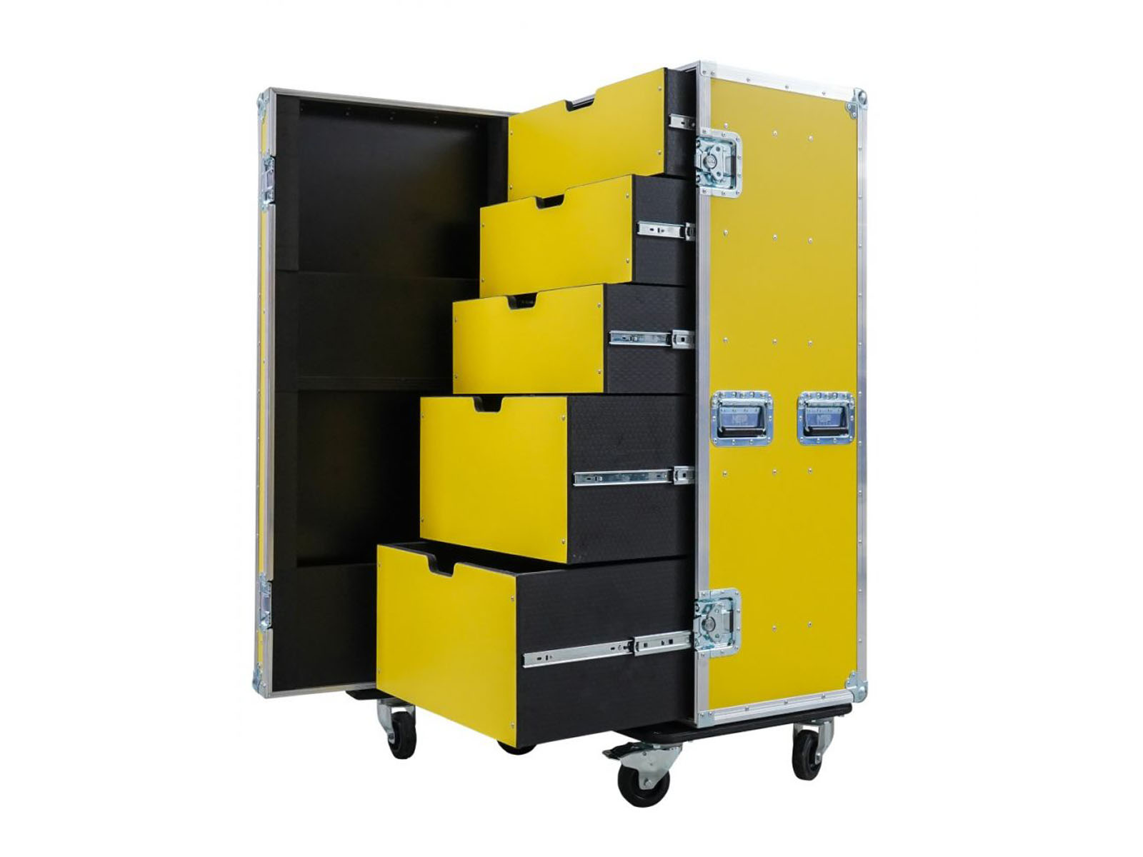5 Drawer Universal Production Flight Case in Yellow