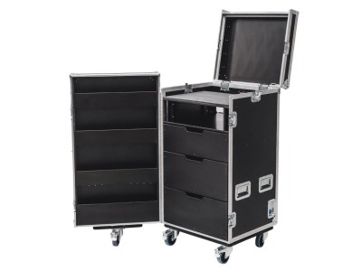 3 Drawer Tech Flight Case with Rack Space & Hinged Lids