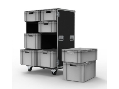 18 Drawer Double Width Euro Container Flight Case