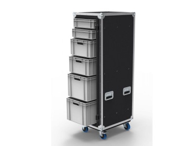 6 Drawer Slide and Slam Euro Container Flight Case