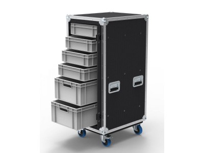 6 Drawer Slide and Slam Euro Container Flight Case