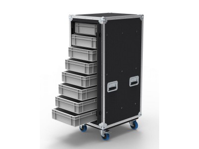8 Drawer Slide and Slam Euro Container Flight Case