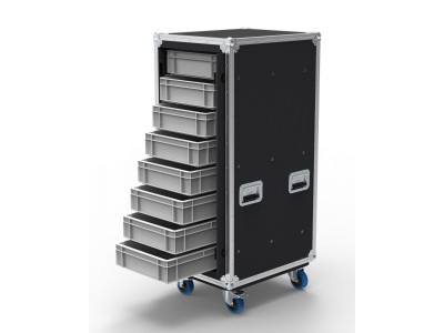 8 Drawer Slide and Slam Euro Container Flight Case