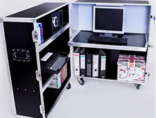 Mobile Desk Office Flight Case With Spaces For Computer/Laptop