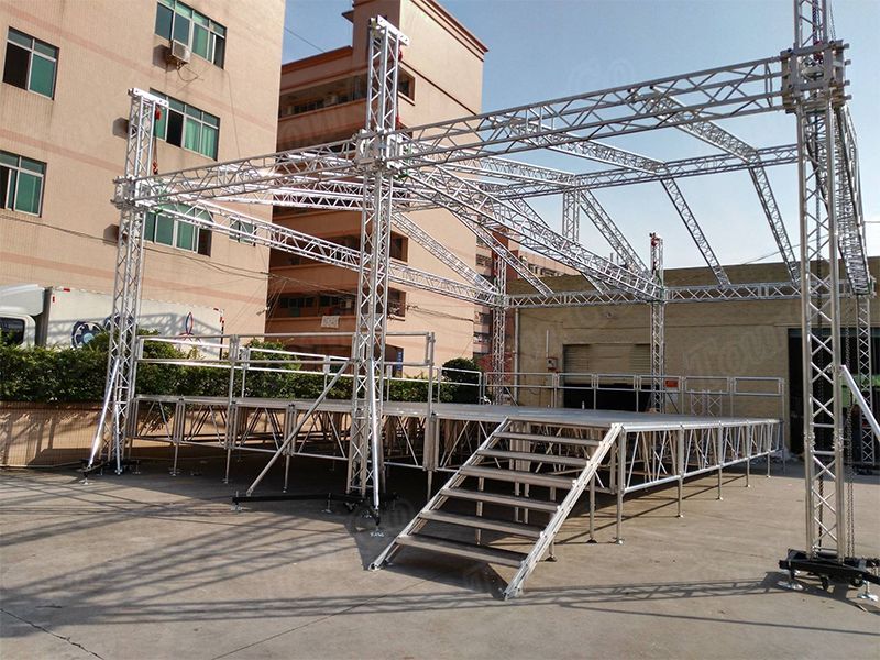 TourGo aluminum stage truss pyramid roof truss with portable stage for concert