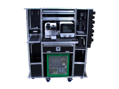 Double Door Rolling Kitchenette Case with storage compartments