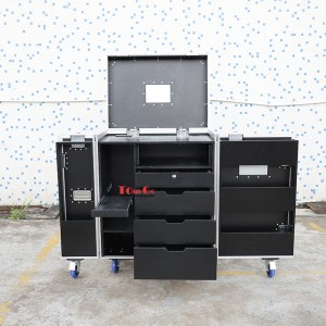 Customized Black 5 Drawer Backline Tool Flight case With 3u Rack Space And Power Socket
