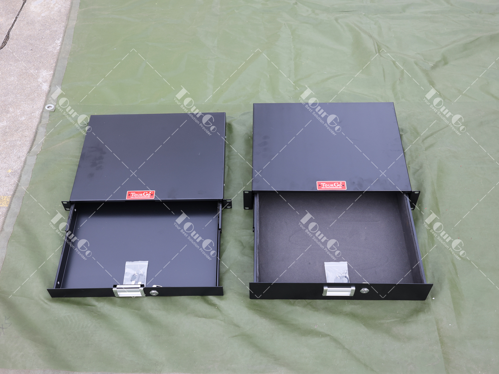1U 2U Rack Iron drawer case with lock with shockproof cotton