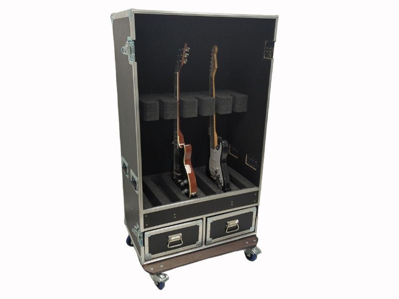 Guitar Vault ATA Case for 6 Electric Guitar w/ 2 Carpet-lined Drawers