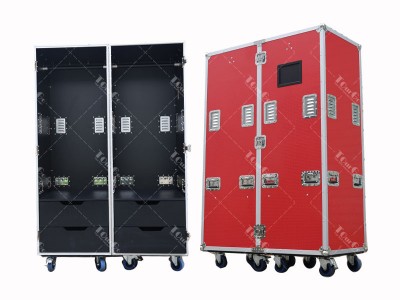 Red Color Custom ATA Style Mobile Wardrobe Flight Cases / Heavy Duty Custom Wardrobe Drawer Tour Case
