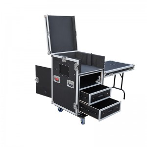Customized Tech Station Printer Router Production Rack Drawer Flight Case with Side Table