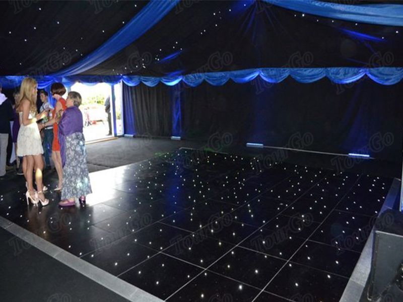 TourGO 22ft x 22ft indoor wedding black dance floor with Led lights