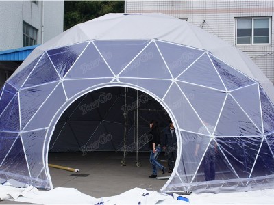TourGo 22m Diameter Big DIY Glass Clear Geodesic Dome House for Events