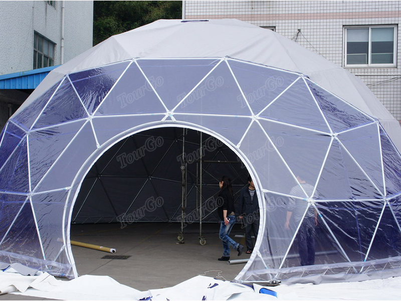 TourGo 22m Diameter Big DIY Glass Clear Geodesic Dome House for Events