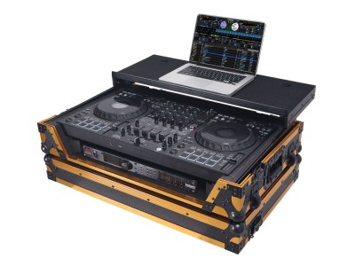Flight Style Road Case For Pioneer DDJ-FLX10 DJ Controller with Laptop Shelf 1U Rack Space and Wheel