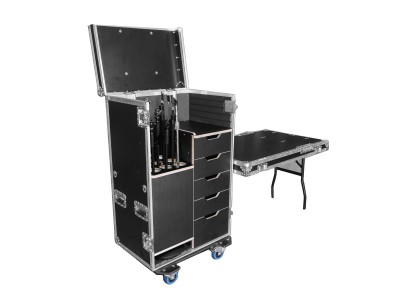 12-UP Mic Stand with Drawers 24 x 30 SPECIALITY ROAD CASES