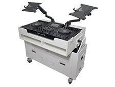 Flip Hydraulic DJ Flight Case For Pioneer DDJ-REV7 XDJ-XZ DDJ-1000 SZ2 SX3 with Wheels and 2x Laptop Trays White Finish