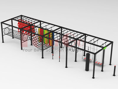 Indoor ninja warrior kids obstacle course with steel structure