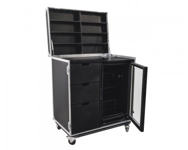 2Hospitality Flight Case with Wooden Drawers and Fridge