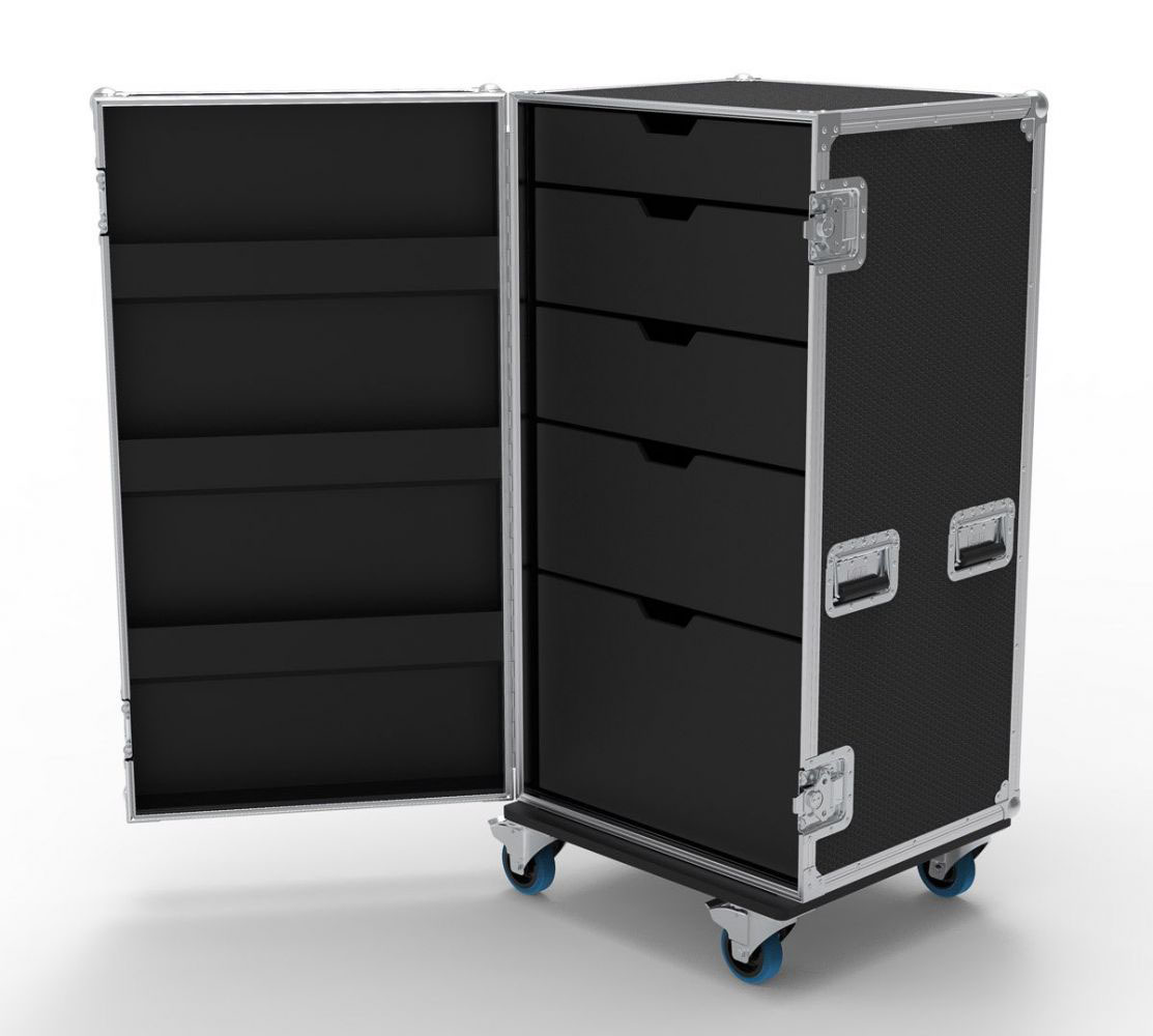 5 Drawer Tech Flight Case with Hinged Lid - TourGo Event Solution Co., Ltd